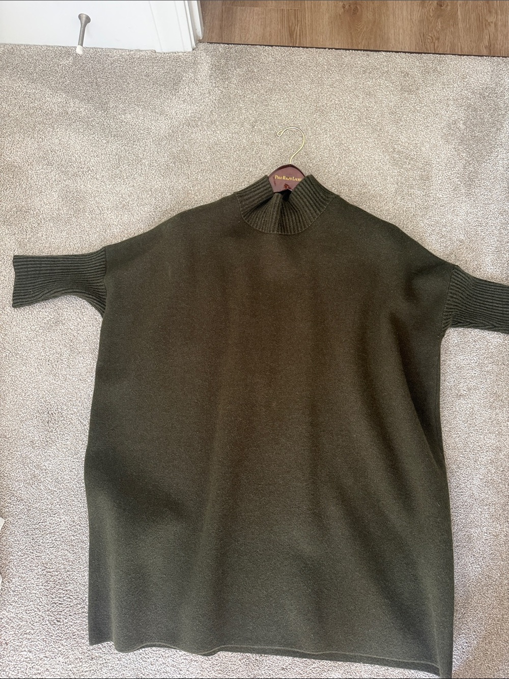 Kerisma Olive Green Cowl-Neck Oversized Sweater Dress